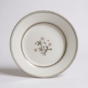 Three Plate‎ Set Noritake China Duane Japan Pink Flowers Gray Silver Trim